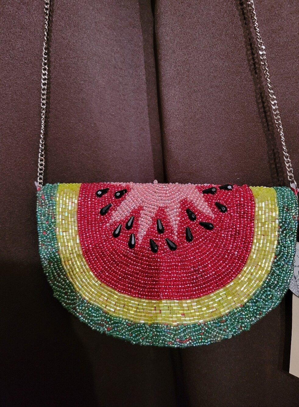 VIRAL BEADED WATERMELON BAG Watermelon Slice New With Tag Hand Beaded India Made